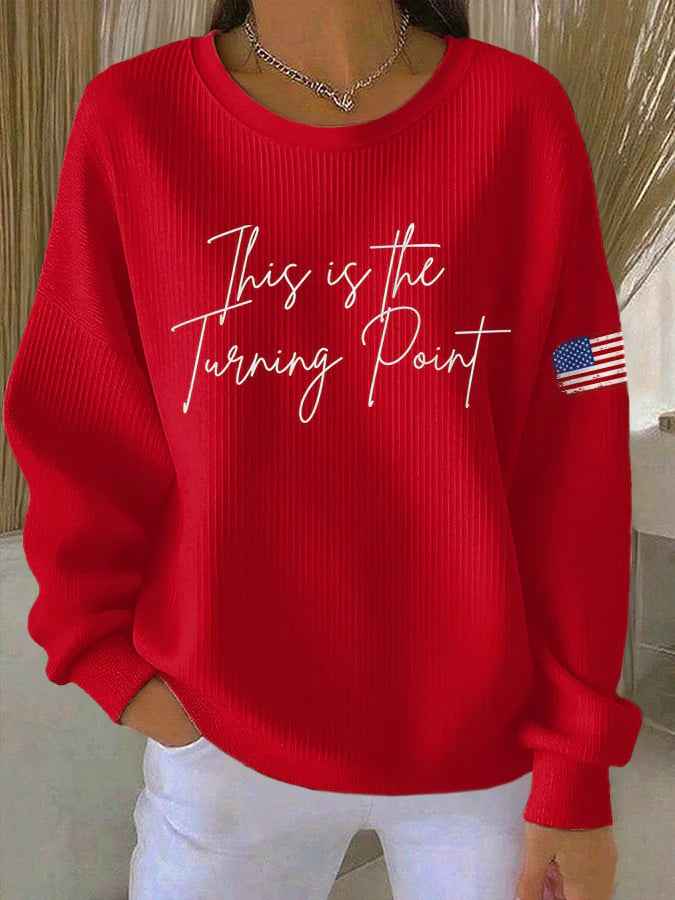 Trendy Women's Round Neck Pullover Sweatshirt