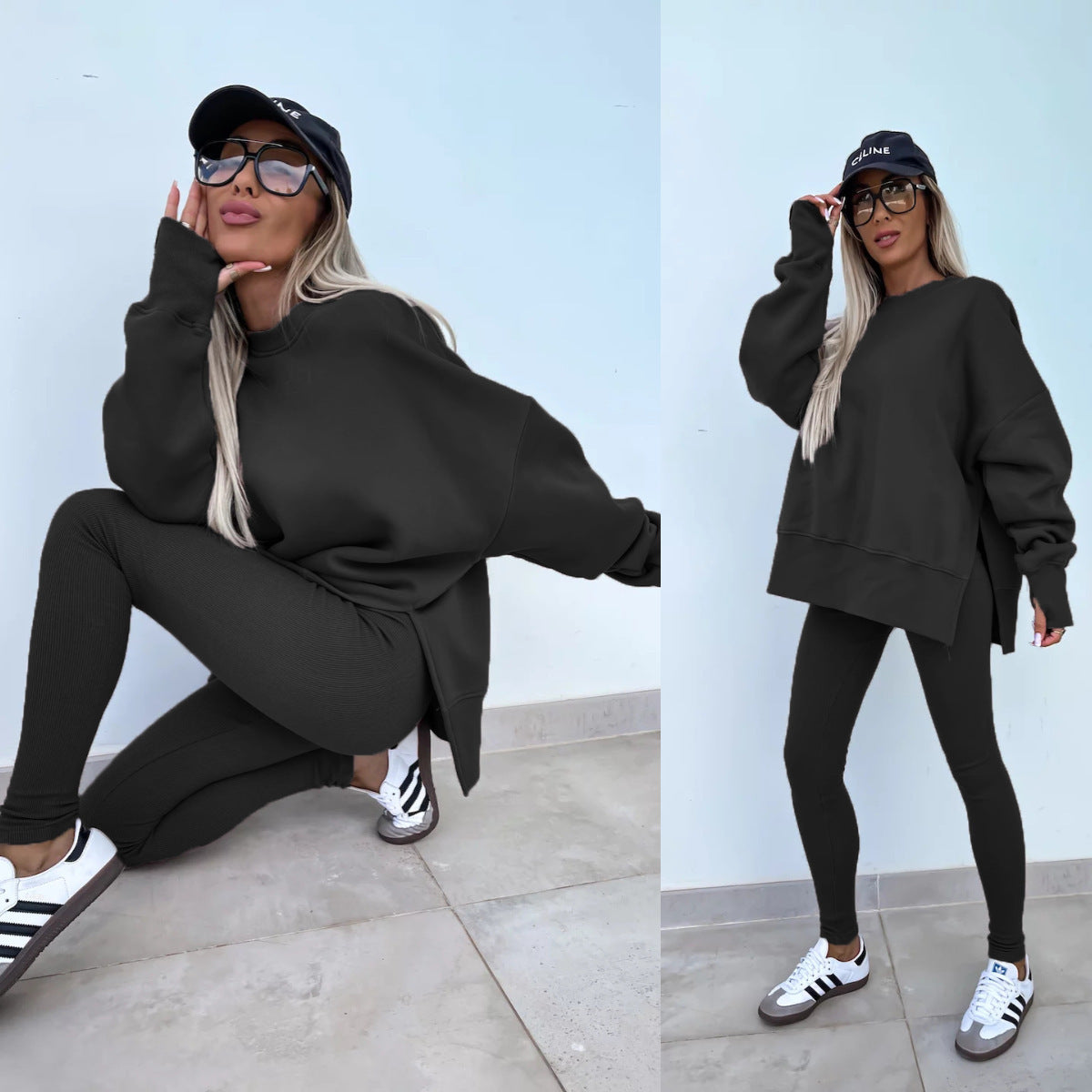 Women's Casual Sweatshirt and Pants Set - Comfortable Loungewear Outfit