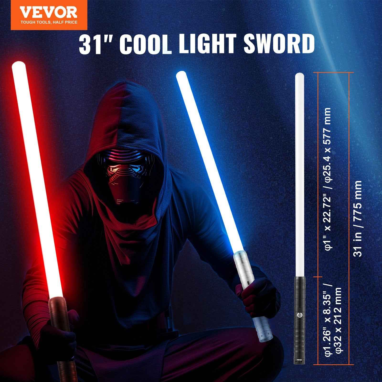 Light Sword 2 Pack 7 RGB Colors Rechargeable Light Up Sword