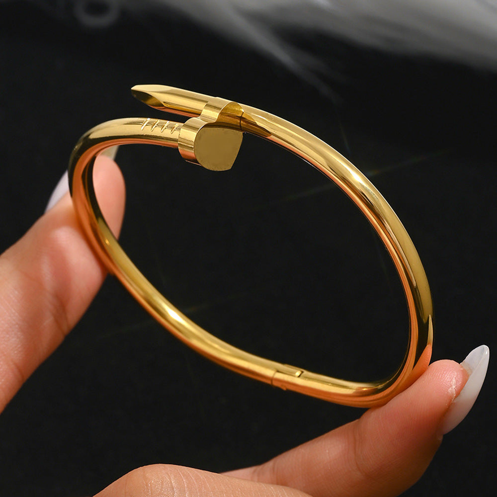 Stainless Steel Gold Bracelet - Love Nail Design