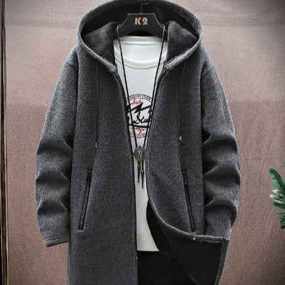 New Men's Chenille Hooded Cardigan Sweater
