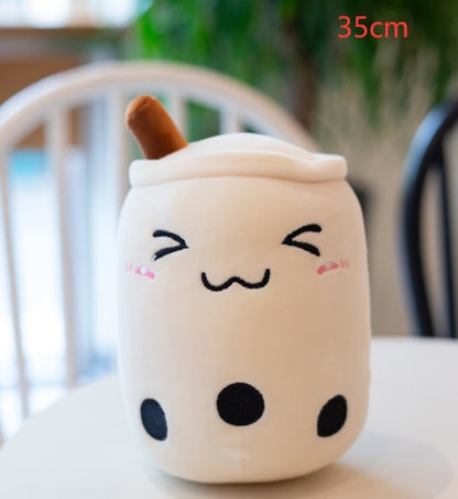 Boba Tea Plush Toy - Cute Strawberry Milk Tea Stuffed Animal Pillow Cushion for Kids - DropOnline.co