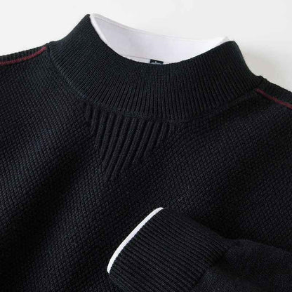 Men's Knitted Half-Turtleneck Inverted Triangle Jacquard Sweater