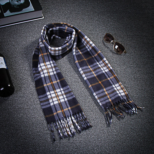 Unisex Black & White Plaid Thermal Scarf - Plus Size Winter Wrap