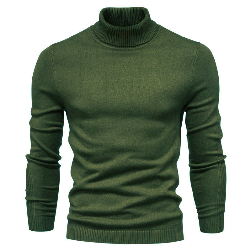 Men's Solid Color Slim Pullover Turtleneck Sweater - Winter Casual Tops