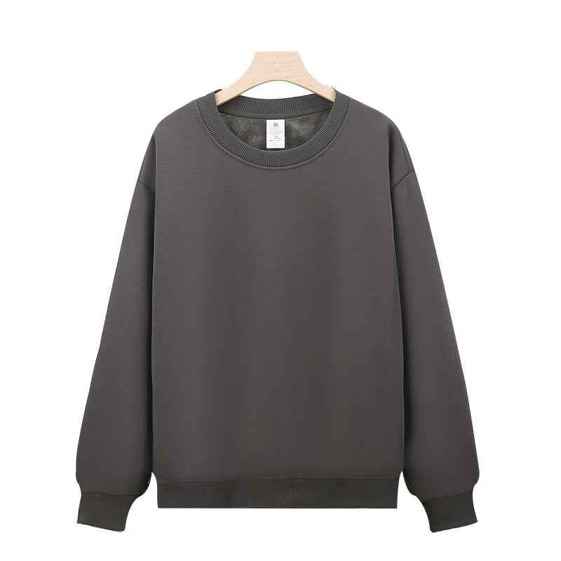 Heavy Chinese Cotton Round Neck Sweater Solid Color Korean Style Loose Casual Long Sleeves