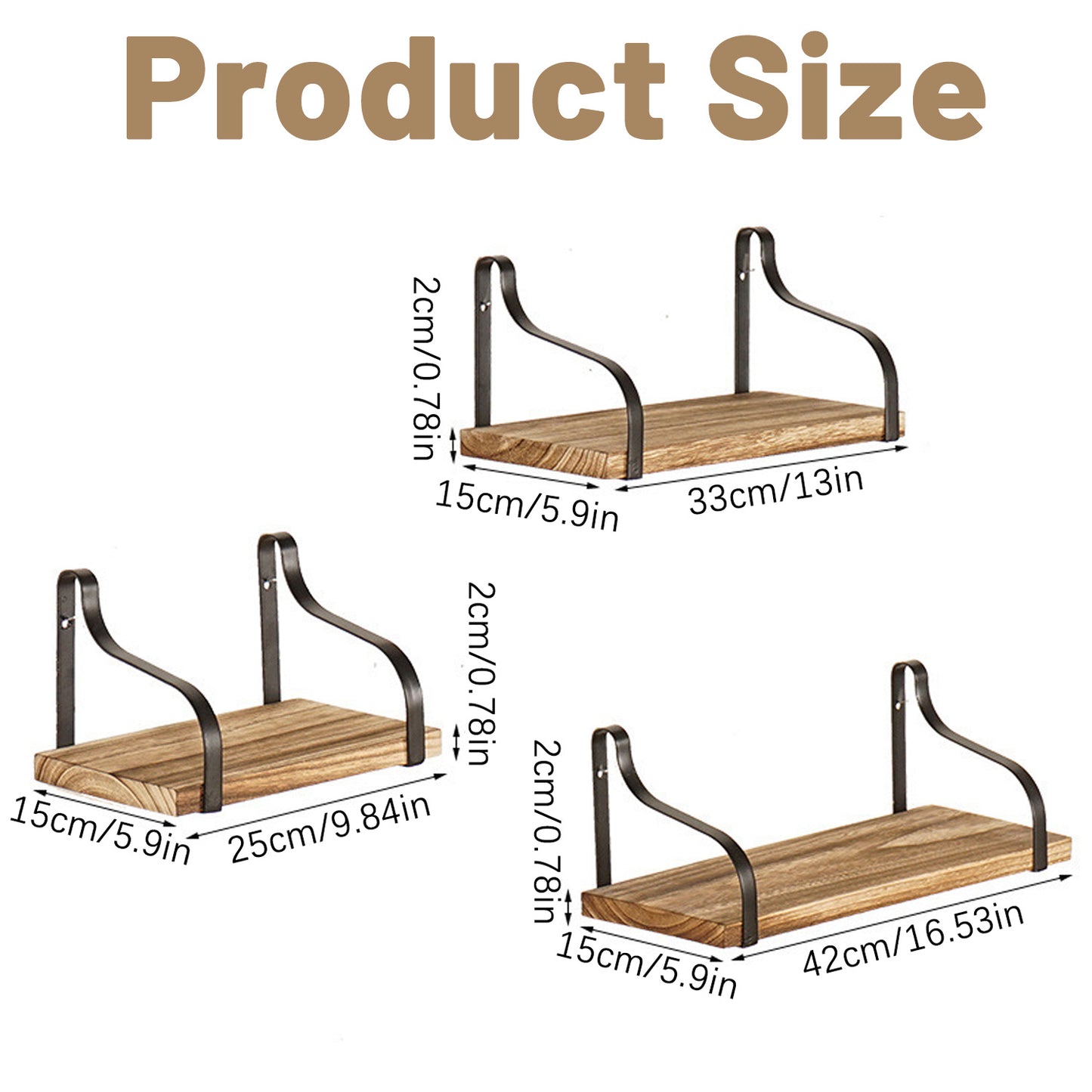 3 Pcs Wood Floating Shelves