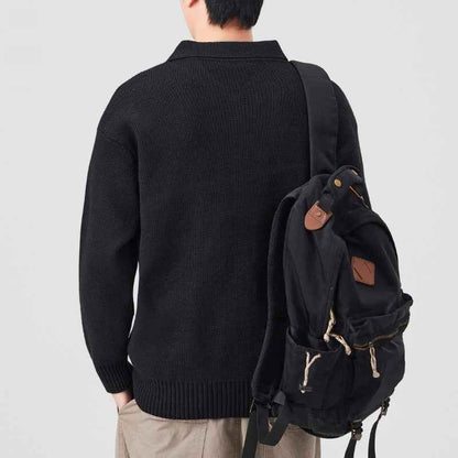 Turn-down Collar Half-zip Sweater Loose Commuting Knitwear
