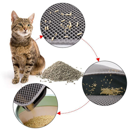 Kitty Cat Litter Mat Trapping Honeycomb Double Layer Design Waterproof Double Layer EVA Cat Litter Pad Waterproof Non-slip Sand Basin Filter Kitten Dog Washable Mattress - DropOnline.co
