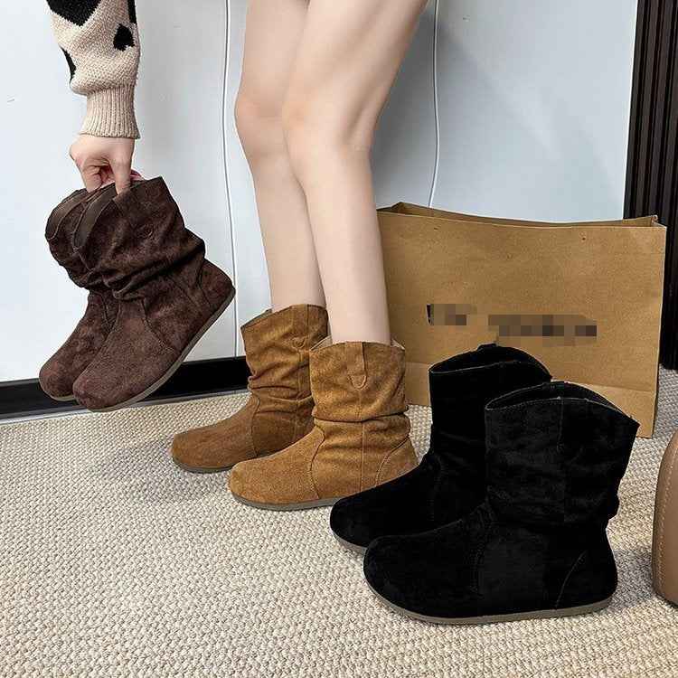 Retro Versatile Round-toe Slim Martin Boots For Women