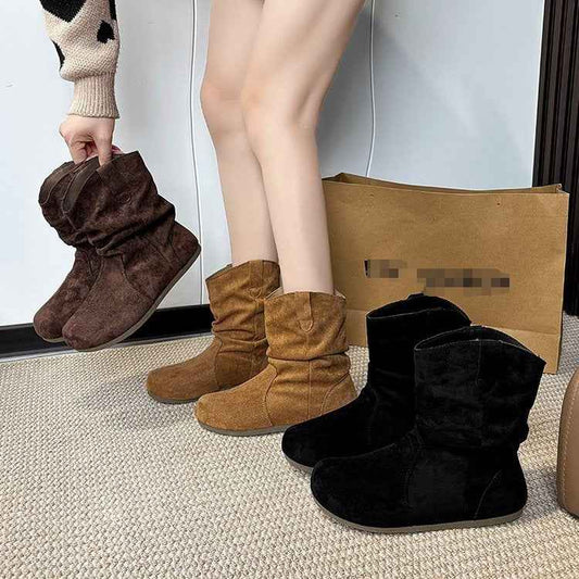 Retro Versatile Round-toe Slim Martin Boots For Women