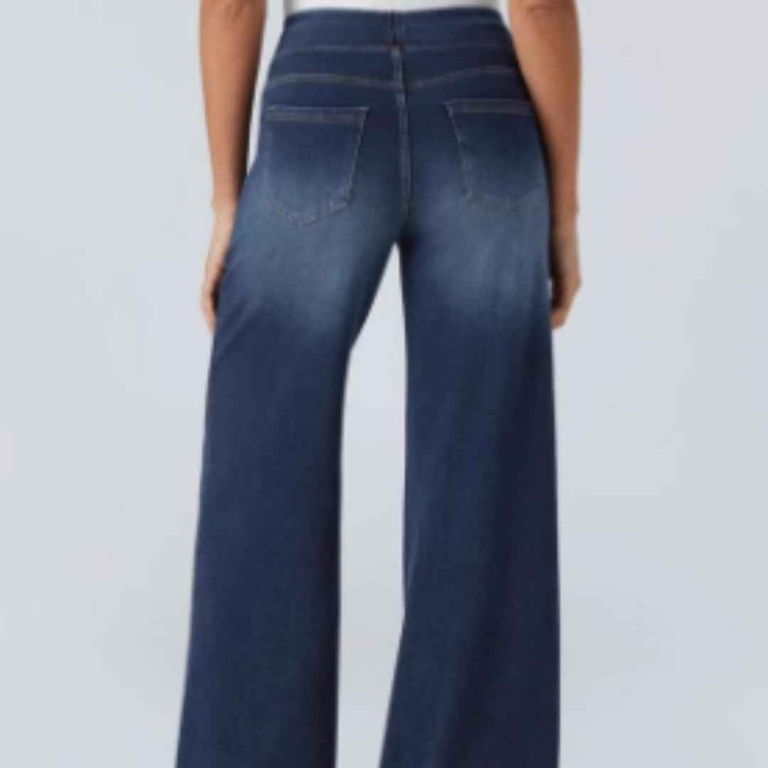 High-waisted Jeans Women Vintage Wash Loose Wide-leg Pants