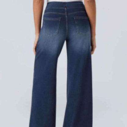High-waisted Jeans Women Vintage Wash Loose Wide-leg Pants