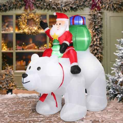 6ft Santa Claus Rides Polar Bear - 15W 7pcs LED Garden Decoration - DropOnline.co