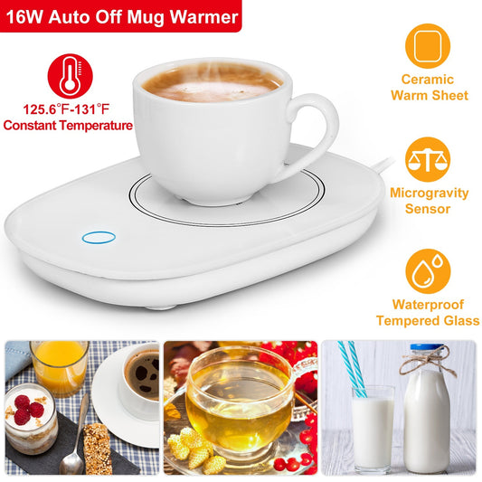 Coffee Mug Warmer - Electric Beverage Heater Pad with Auto Shut-Off Safety