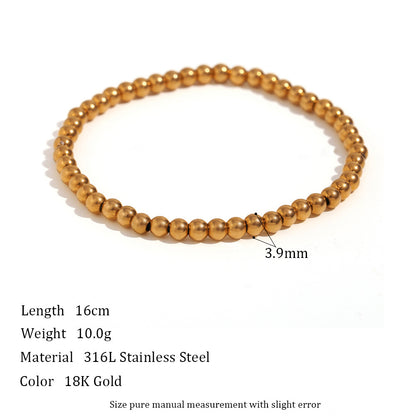 Niche Vintage Stainless Steel Plated 18K Elastic Bead Bracelet - DropOnline.co