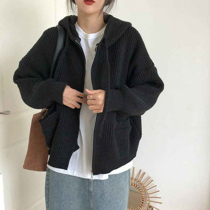 Loose Oversized Hooded Sweater Cardigan For Women