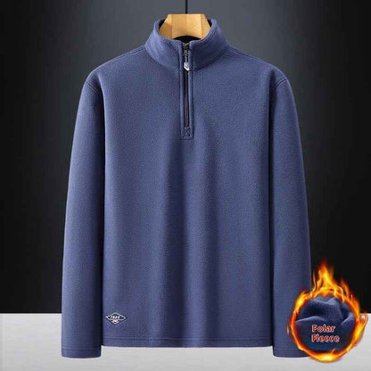Men's Fleece Hooded Sweatshirt Stand Collar Solid Color Warm Jacket