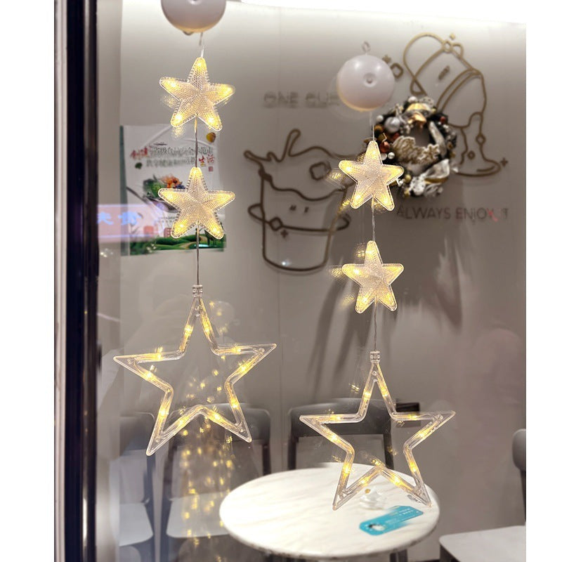 Christmas LED Suction Cup Window Lights 3-Pack - Star Tree Snowflake Hanging Ornaments