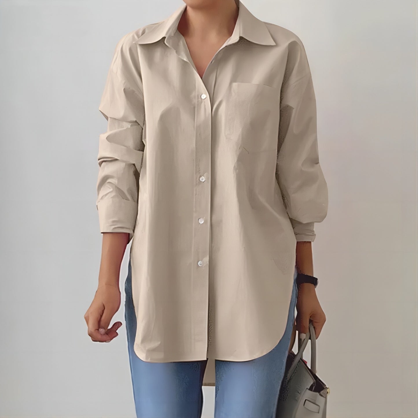Collared long-sleeved shirt