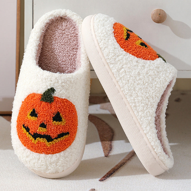 Halloween Pumpkin Slippers - Warm Winter Indoor House Shoes