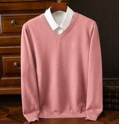 Knitted Sweater V-neck Men's Pullover Base Shirt