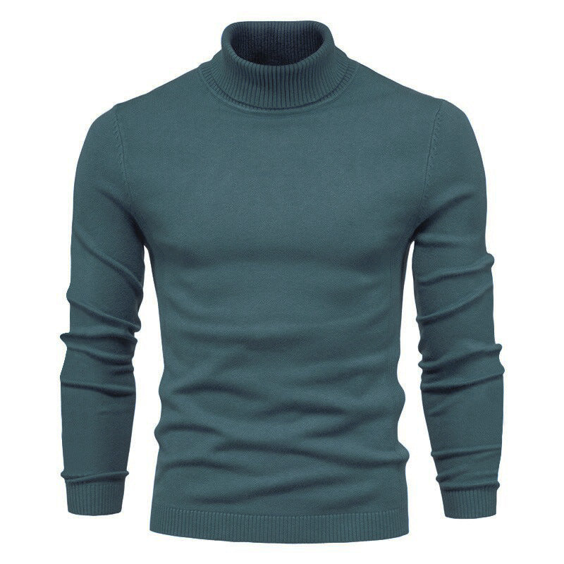 Men's Solid Color Slim Pullover Turtleneck Sweater - Winter Casual Tops