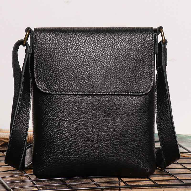 Fashion Simple Messenger Bag Genuine Leather Men