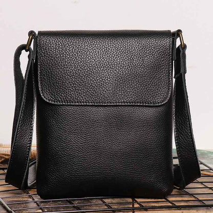 Fashion Simple Messenger Bag Genuine Leather Men