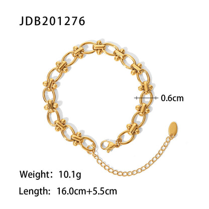 Fashionable And Versatile Gold-plated Stainless Steel Bracelets With Zirconia - DropOnline.co