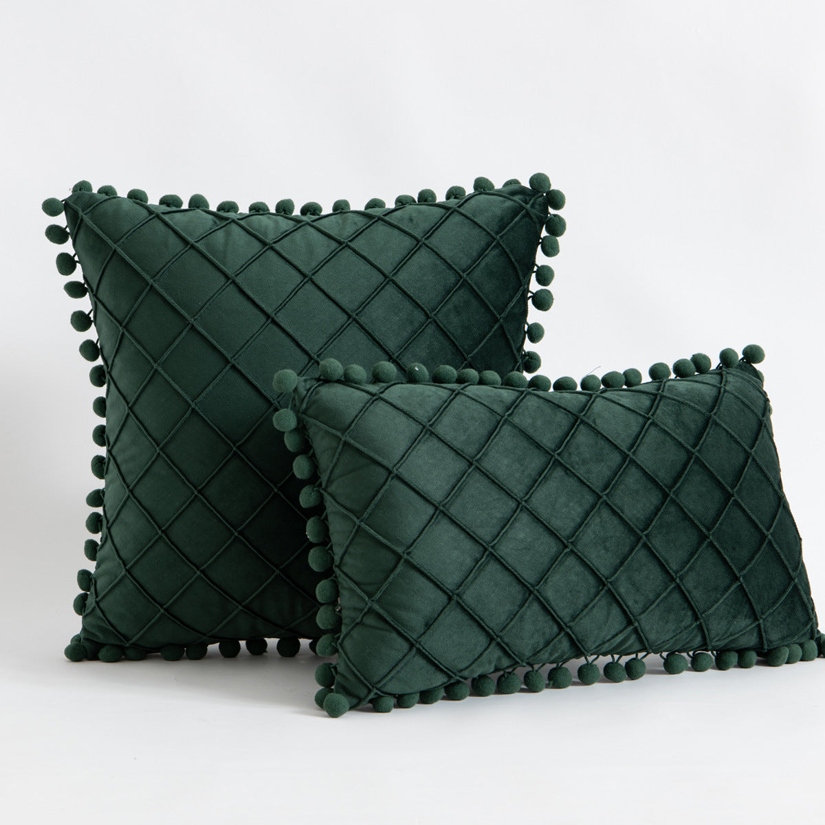 Velvet Fur Ball Decorative Pillow - Luxurious Textured Accent Cushion