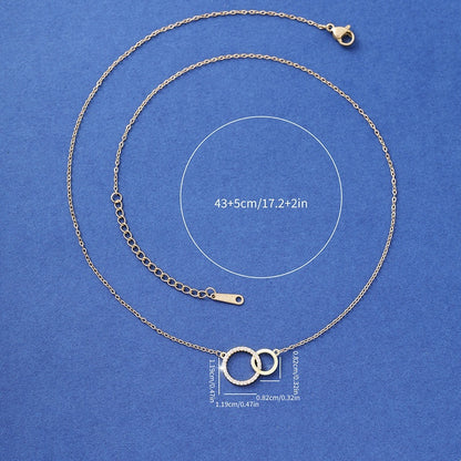 Women's Simple Design Asymmetrical Size Double Ring Clavicle Necklace Versatile - DropOnline.co