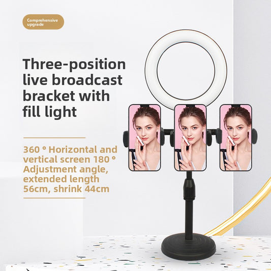 Multi-Position LED Ring Light - Professional Streaming Setup with 3 Camera Angles