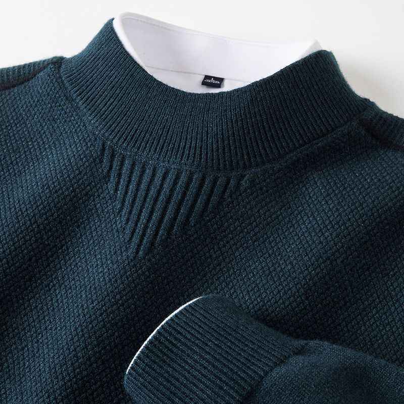 Men's Knitted Half-Turtleneck Inverted Triangle Jacquard Sweater