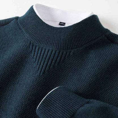 Men's Knitted Half-Turtleneck Inverted Triangle Jacquard Sweater