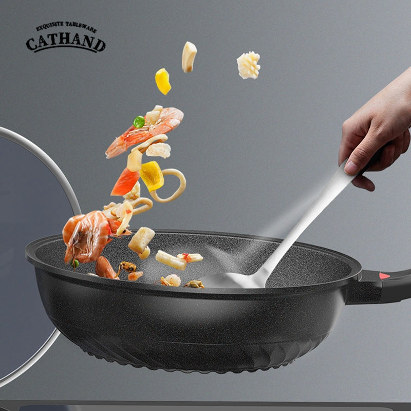 Premium Maifan Stone Non-Stick Wok - Flat Bottom Multi-Layer Composite Pan