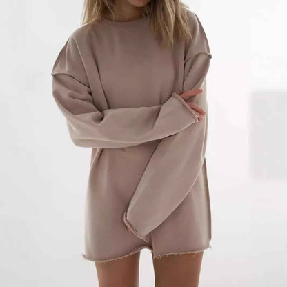 Casual Solid Color Round Neck Long Sleeve Sweatshirt
