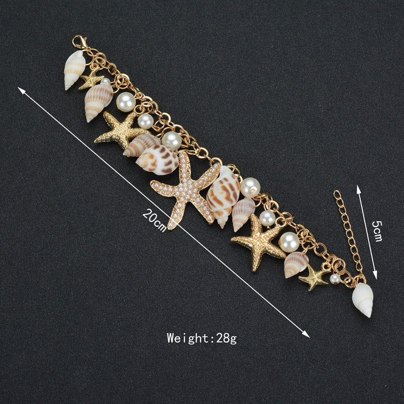 Starfish Shell Bracelet - Ocean-Inspired Beach Jewelry