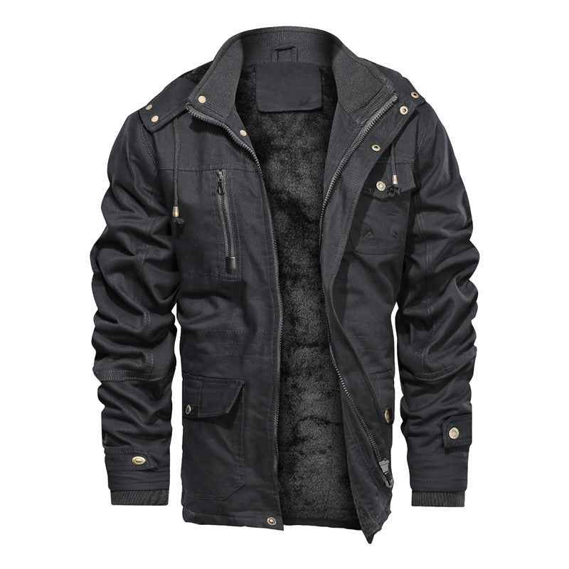 Fashionable Extra-thick Fleece-lined Men's Work Jacket