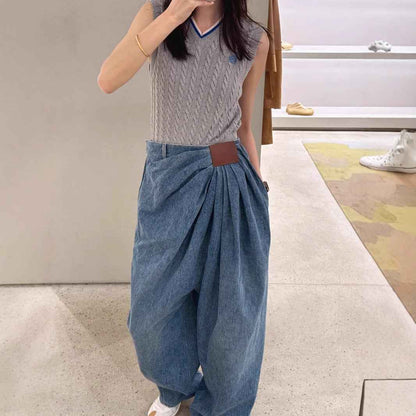 Spring And Summer New Design Sense Loose Fashion Drape Mop Pants