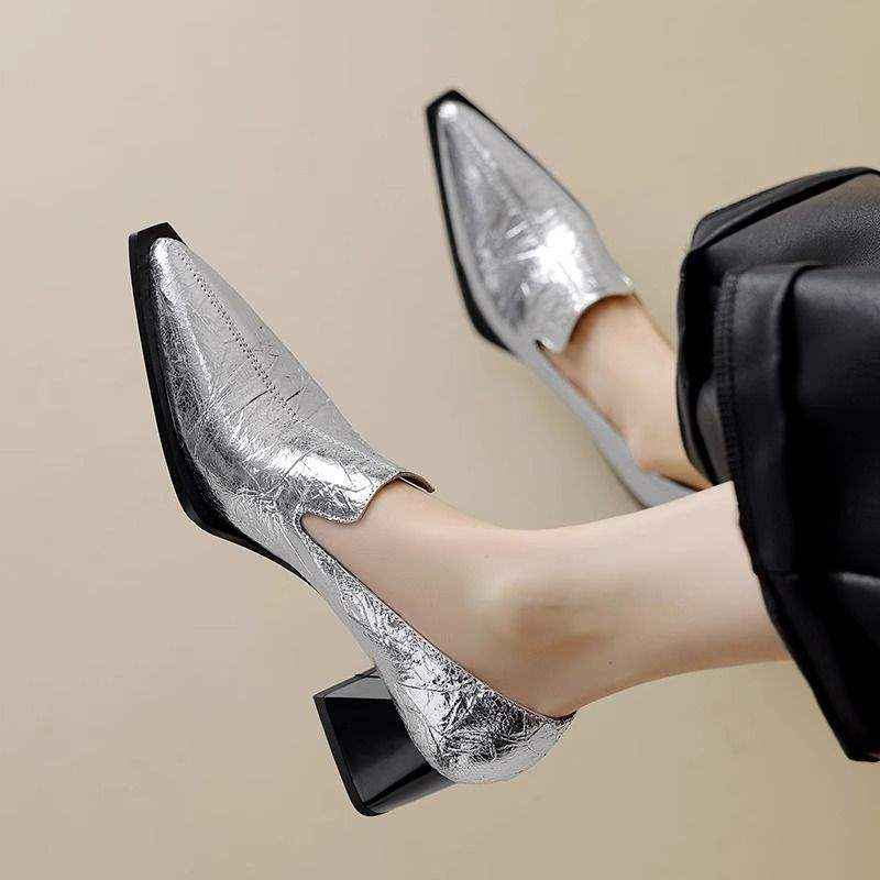 Crack Pointed Deep Mouth High Heels Women