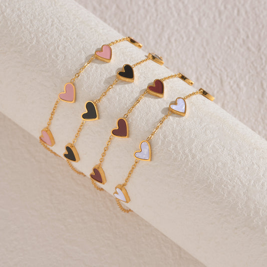 Love Heart Bracelet - Stainless Steel Dripping Heart Design