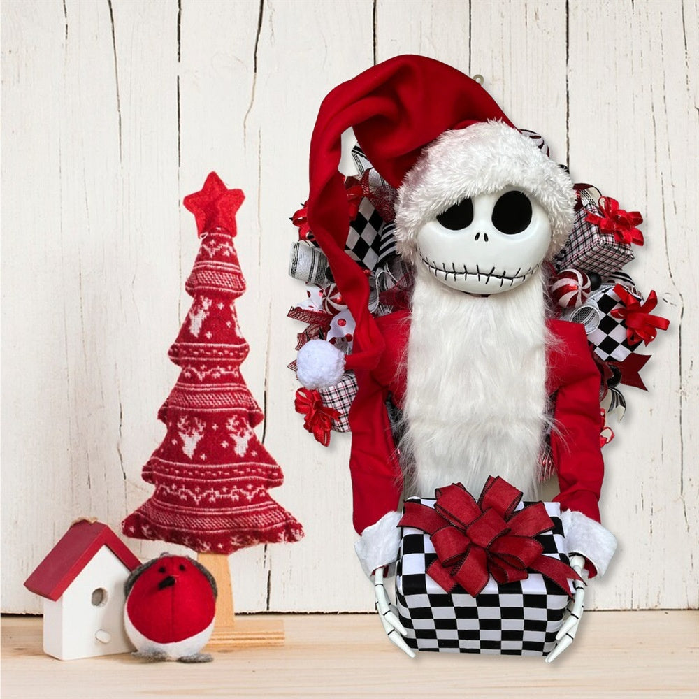 Christmas Jack Doll Garland - 3D Wooden Cloth Holiday Window Decoration