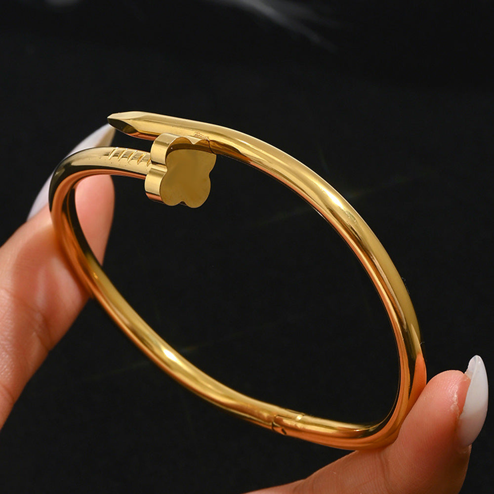 Stainless Steel Gold Bracelet - Love Nail Design