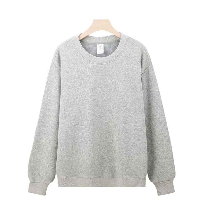 Heavy Chinese Cotton Round Neck Sweater Solid Color Korean Style Loose Casual Long Sleeves