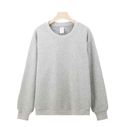 Heavy Chinese Cotton Round Neck Sweater Solid Color Korean Style Loose Casual Long Sleeves