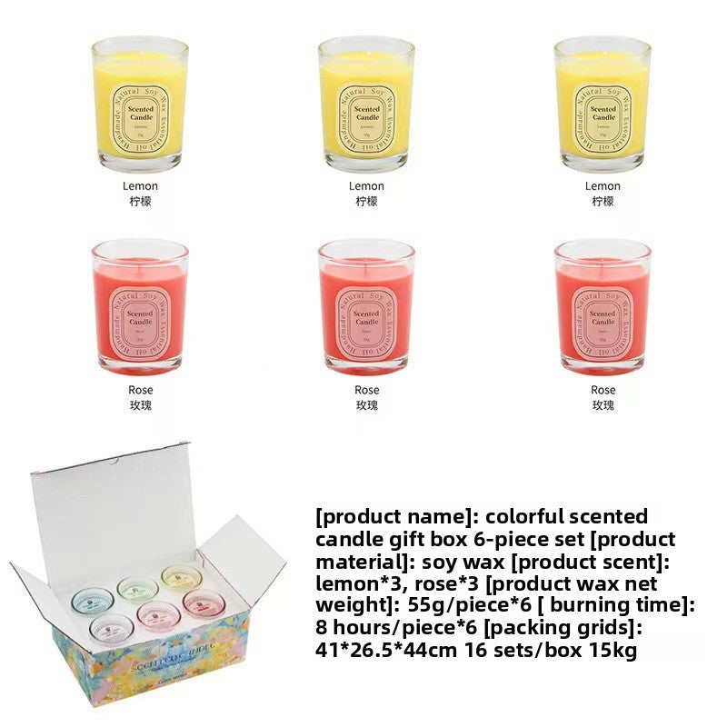 Dopamine Scented Candle Gift Set - 6-Piece Colorful Soy Wax Collection