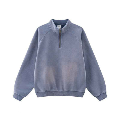 Half Zipped Stand Collar Pullover Sweater Coat