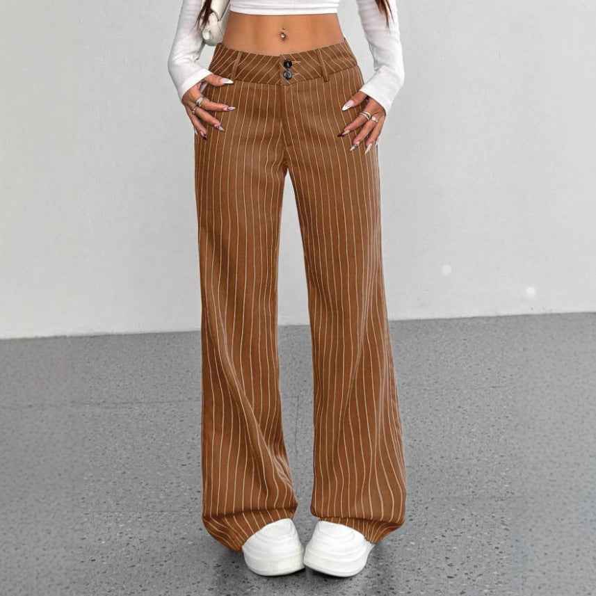 New Women's Korean And Japanese Slim-fit Striped Flared Casual Pants