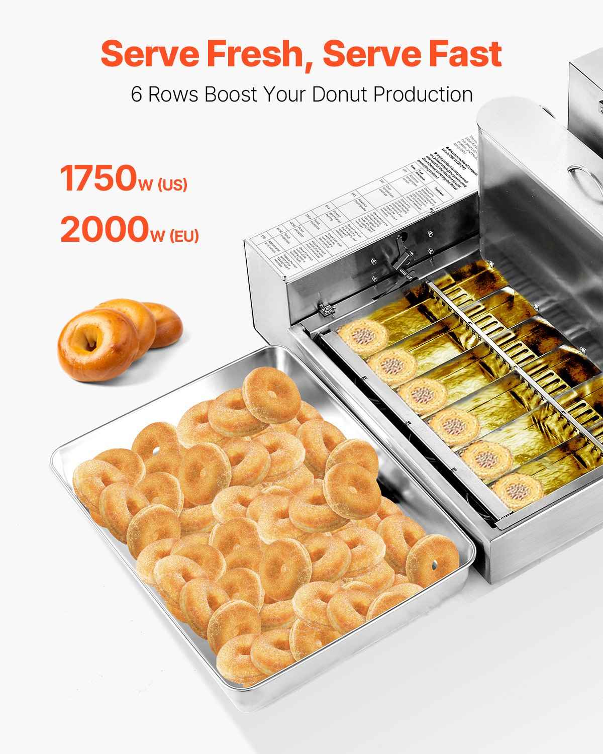 Commercial Automatic Donuts Making Machine Doughnut Maker 6 Rows 360 PCS/H